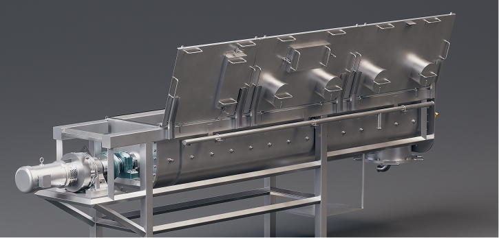 A close-up image of a section of snack processing solutions.