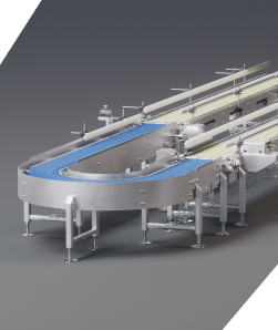 The left side of a Box Accumulation Process Line.