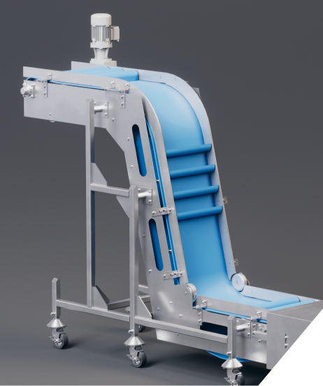 The right hand side of a Flighted Z Conveyor.