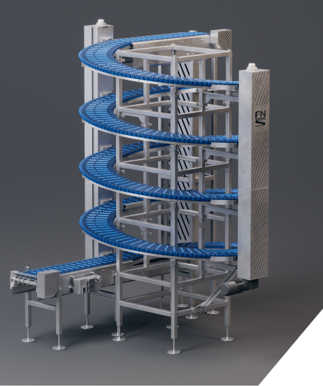 The right hand side of a Spiral Conveyor.