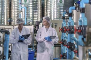 Manufacturing QA team in warehouse